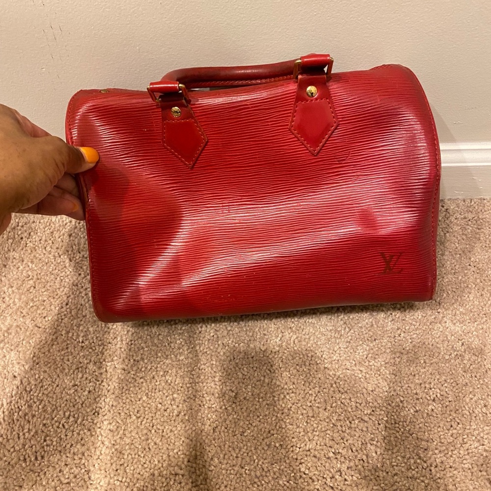 Vintage LV red top handle bag
